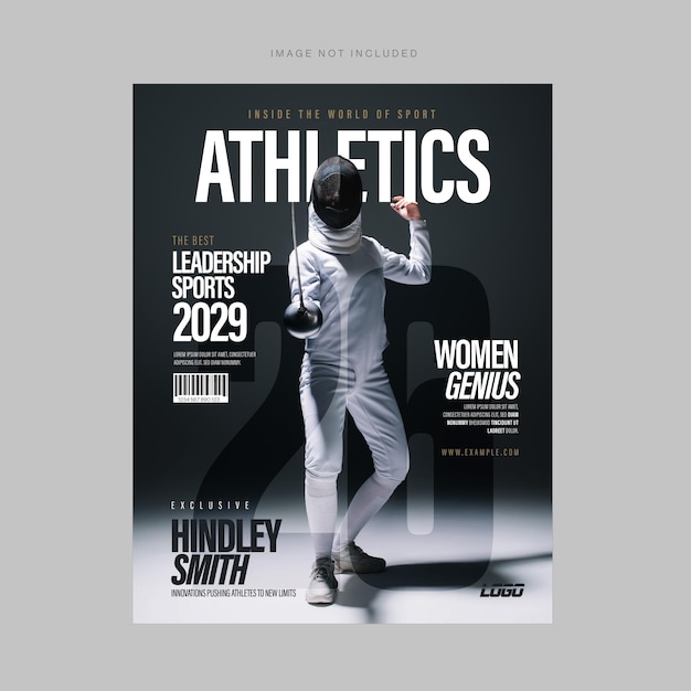 Sport magazine cover template elegant athletics book black grey style in vector eps