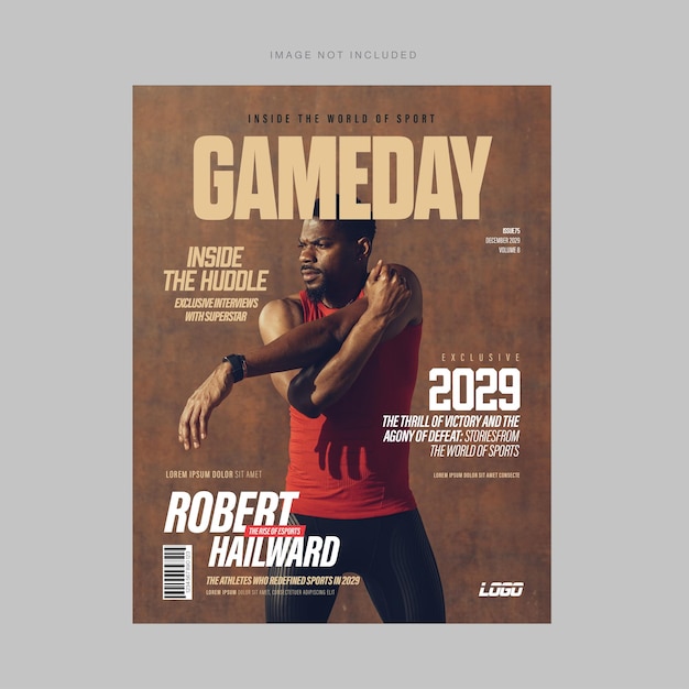 Sport magazine cover template fitness gym in brown style in vector eps