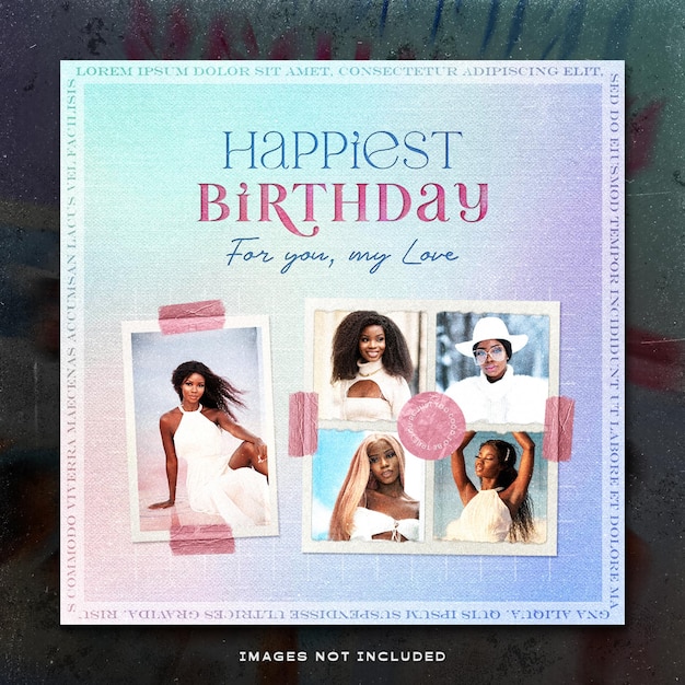 Stylish birthday greeting social media post template