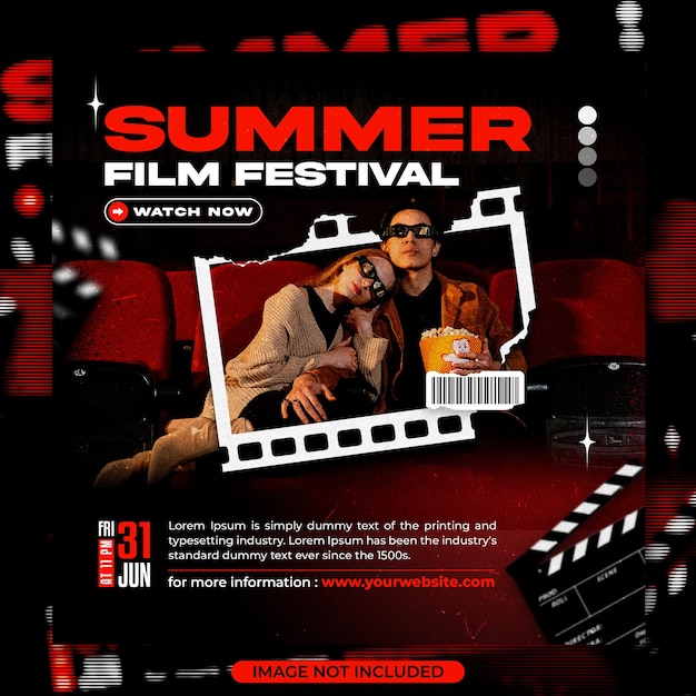 Summer film festival social media post flyer template