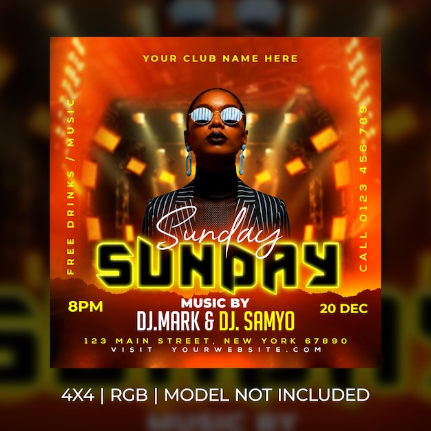 Sunday night club party flyer template