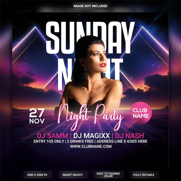 Sunday night club party flyer