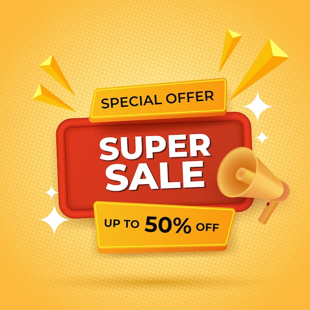 Super sale banner template design special offer campaign or promotion for social media and website