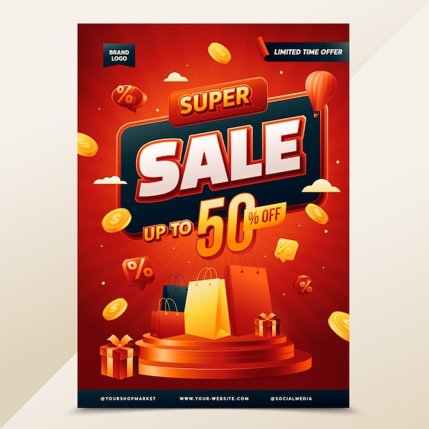 Super sale gradient poster template