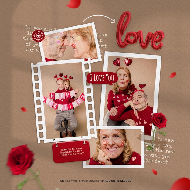Sweet love polaroid photo frame set mockup