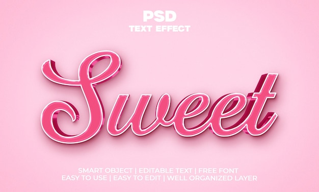 Sweet pink 3d text effect