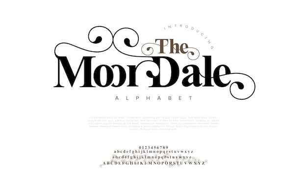Themoordale premium luxury elegant alphabet letters and numbers elegant wedding typography classic