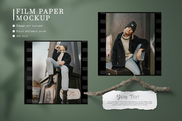 Top view simple minimalist moodboard photo polaroid mockup