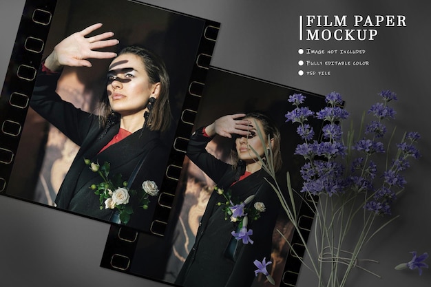 Top view simple minimalist moodboard photo polaroid mockup