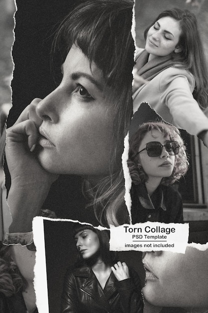 Torn collage psd template