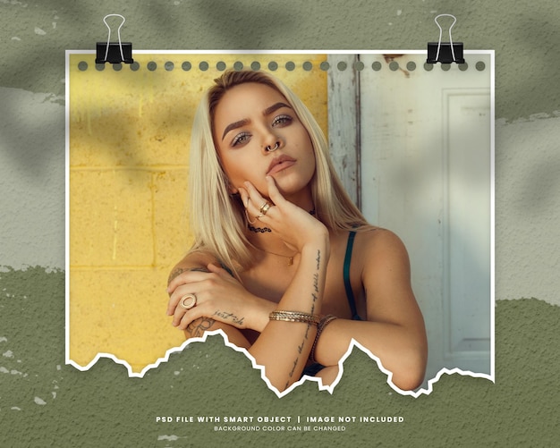 Torn paper photo mockup template design