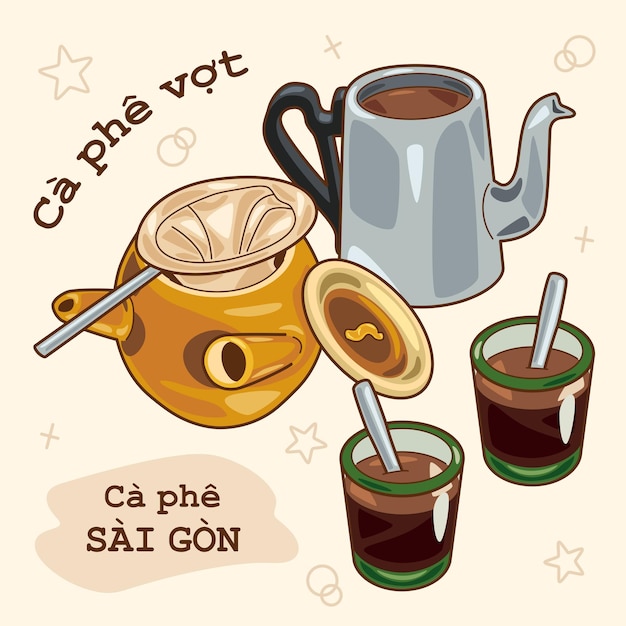 Traditional saigon coffee illustration vector