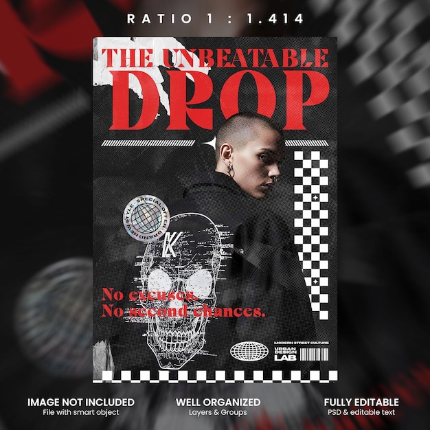 Underground fashion sale grunge style a4 flyer design