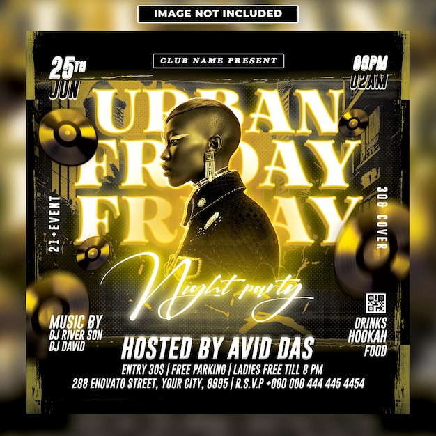 Urban friday night party flyer template