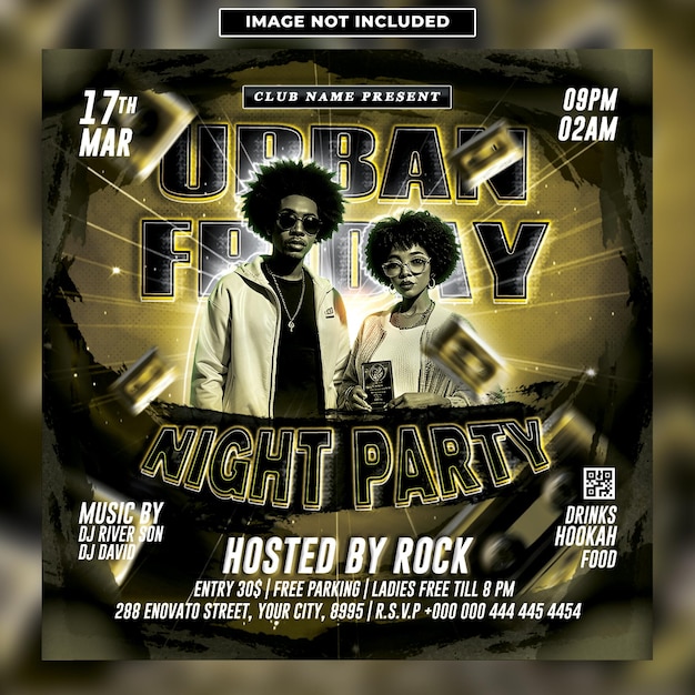 Urban friday night party flyer template