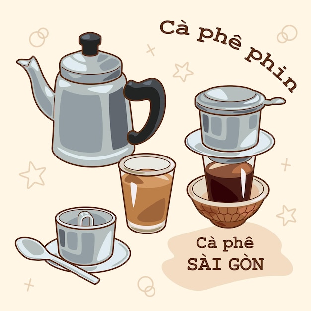 Vector elements morning coffee at saigon