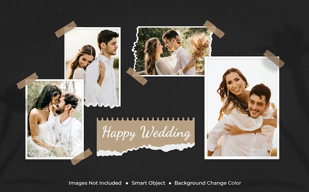 Vintage wedding photo frame mockup