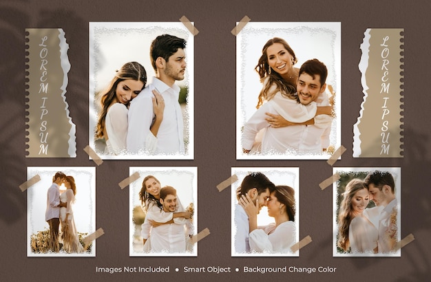 Vintage wedding photo frame mockup