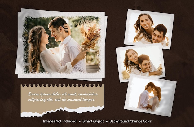 Vintage wedding photo frame mockup