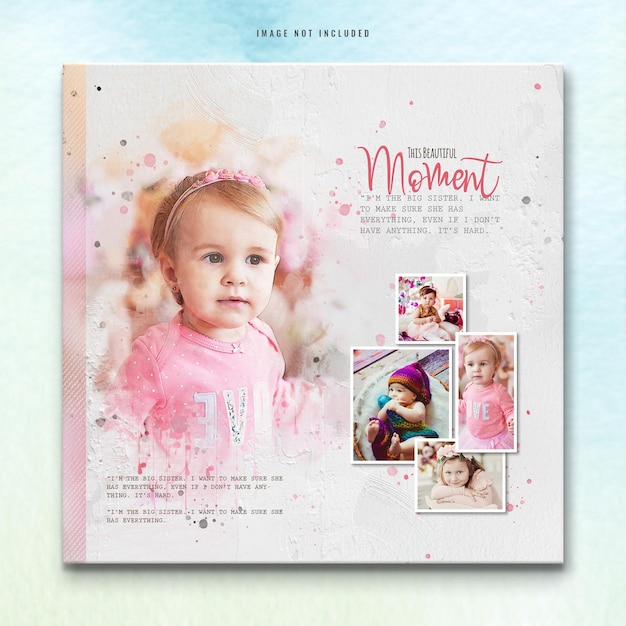 Watercolor photo collage and instagram posts stories