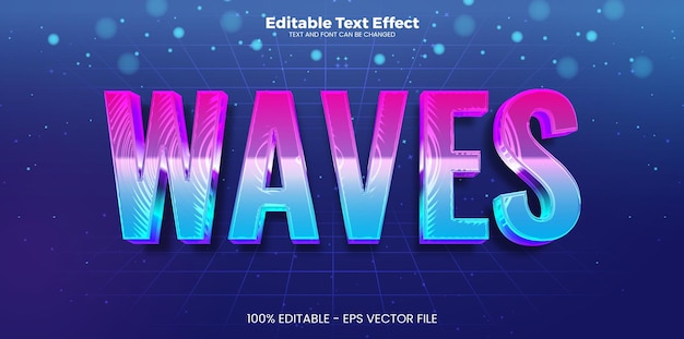 Waves editable text effect in modern trend style