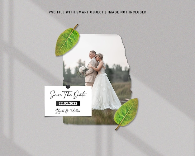 Wedding photo frame set moodboard mockup premium psd