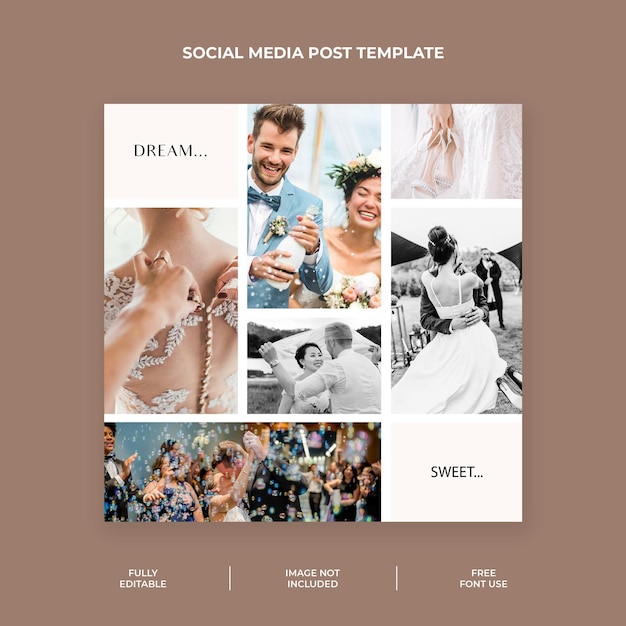 Wedding photography instagram post template