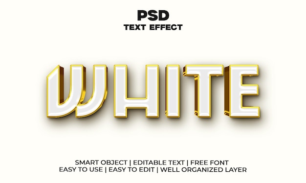 White gold 3d text effect template