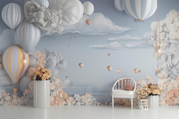 A wallpaper with a balloon and a balloon with the word balloon on it