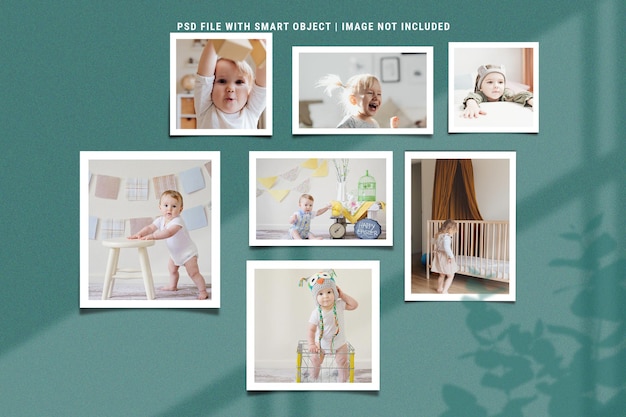 Baby photo frame mockup front view free psd