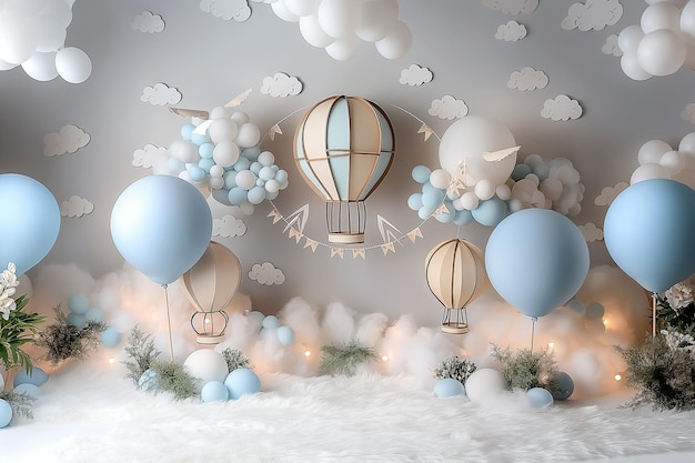 Balloons with the words quot sky quot on the wall