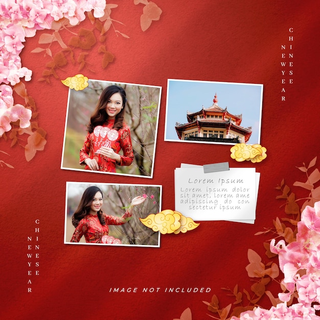 Chinese new year photo frame set mockup