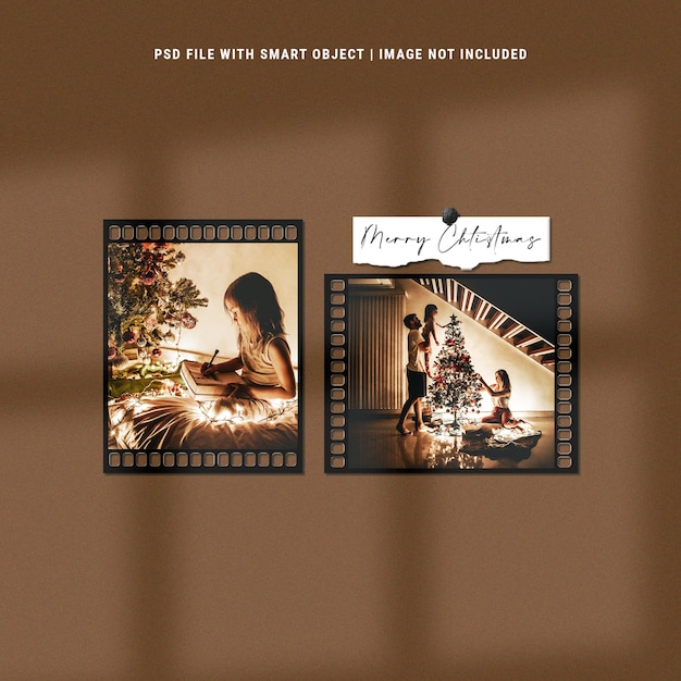 Christmas photo frame set moodboard mockup premium psd