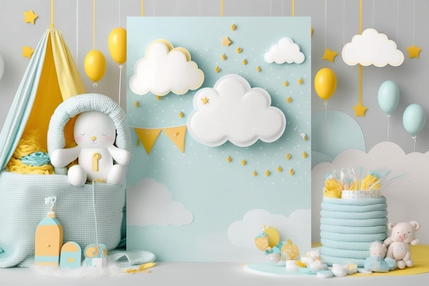Creative baby shower photo background with copy space
