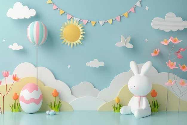 Cute easter background balloon cartoon fun