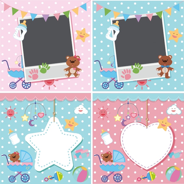 Four backgrounds with baby theme