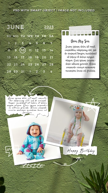 Happy birthday baby collage june 2025 calendar
