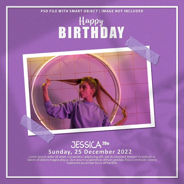 Happy birthday photo frame set mockup premium psd