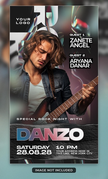 Hard music social media poster template