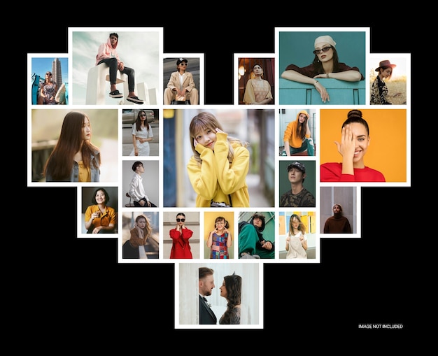 Heart-shaped collage of diverse people