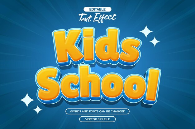 Kids school editable text effect with cartoon text style