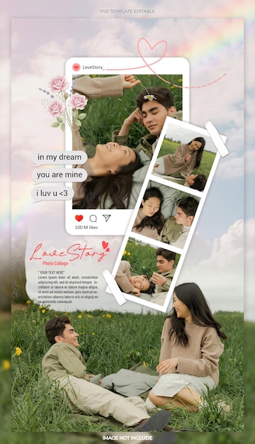 Love story photo collage instagram story template
