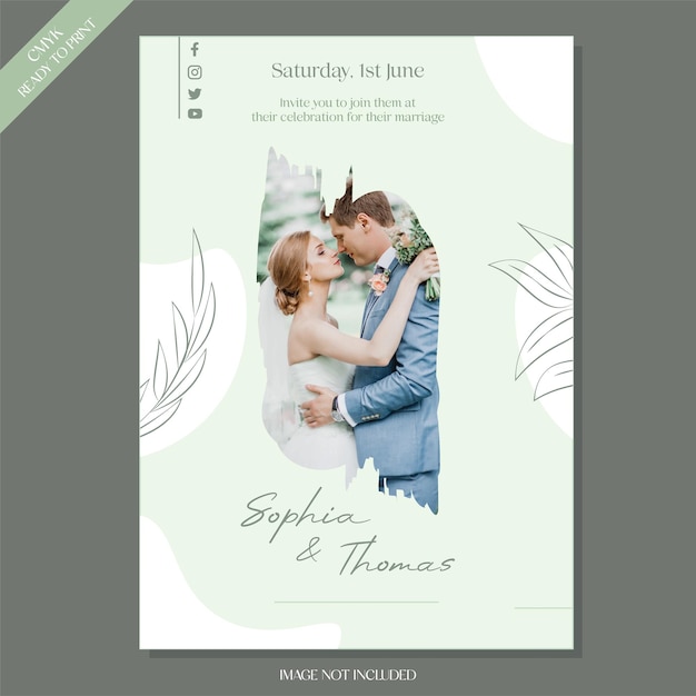 Minimalist wedding invitation theme template editable eps cc