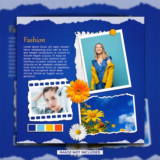 Moodboard polaroid photo paper frame mockup template