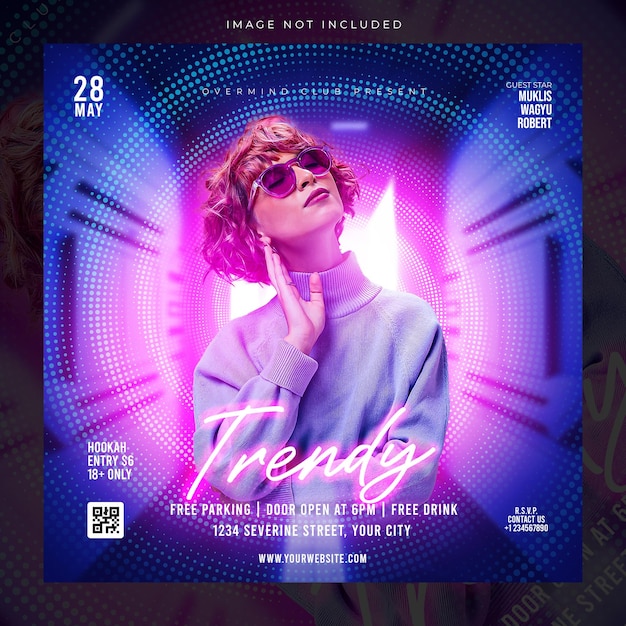 Night club party social media and flyer template