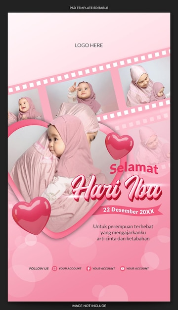 Pink mothers day celebration twibbonize intagram story template