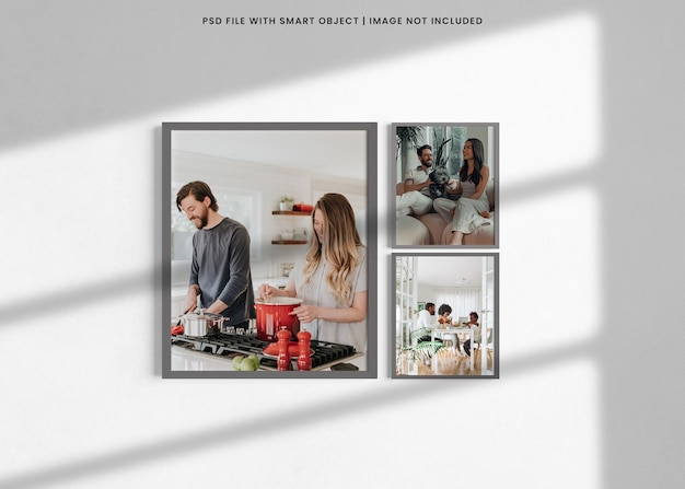 Realistic elegant photo frame polaroid mockup premium psd