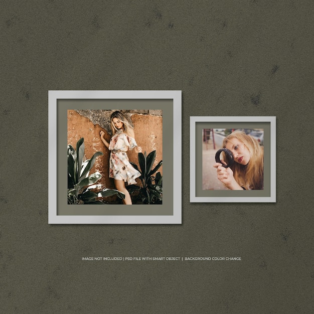 Realistic white portrait photo frame mockup