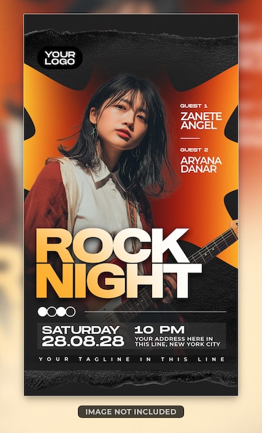 Rock and roll music poster template