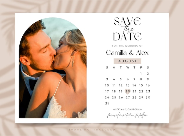 Save the date wedding card template with space for photo